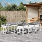 vidaXL 13-delige Tuinset met kussens textileen wit, Tuin en Terras, Tuinsets en Loungesets, 2 zitplaatsen, Verzenden, Nieuw, Rvs