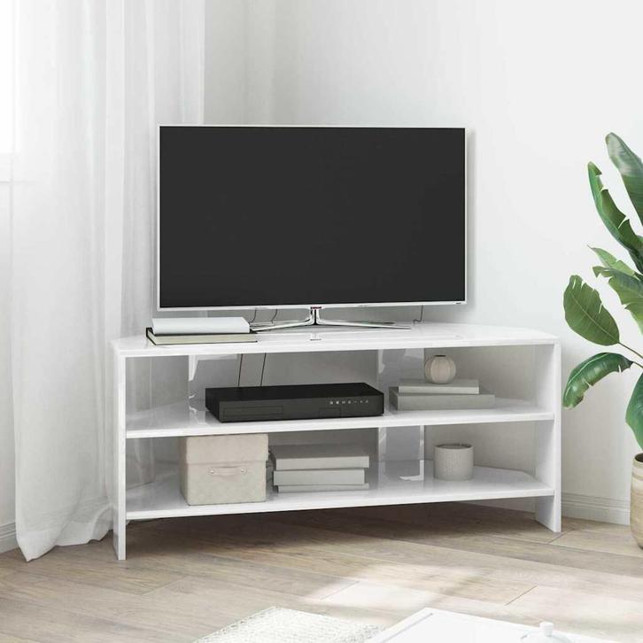 vidaXL HoekTVKast Hoogglans Wit 102x40,5x45cm Bewerkt hout, Huis en Inrichting, Kasten | Televisiemeubels, Nieuw, Minder dan 50 cm