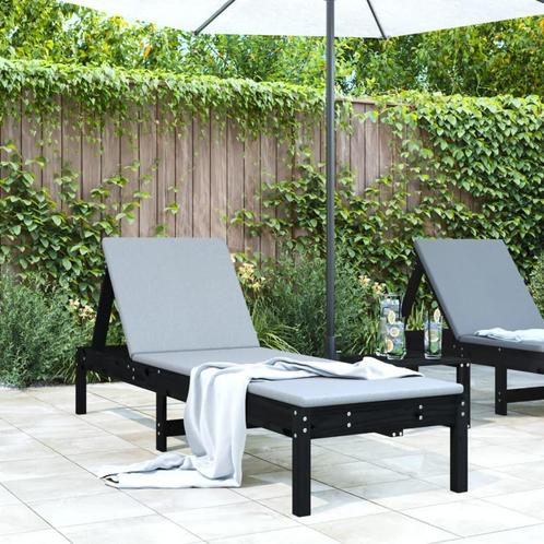 vidaXL Ligbed 199,5x60x74 cm massief grenenhout zwart, Tuin en Terras, Ligbedden, Nieuw, Verzenden
