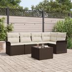 vidaXL 5-delige bankset voor in de tuin met kussens in, Verzenden, Nieuw, Rotan