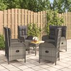 vidaXL 5-delige Tuinset met kussens poly rattan grijs, Tuin en Terras, Tuinsets en Loungesets, Verzenden, Nieuw, Rotan, Tuinset