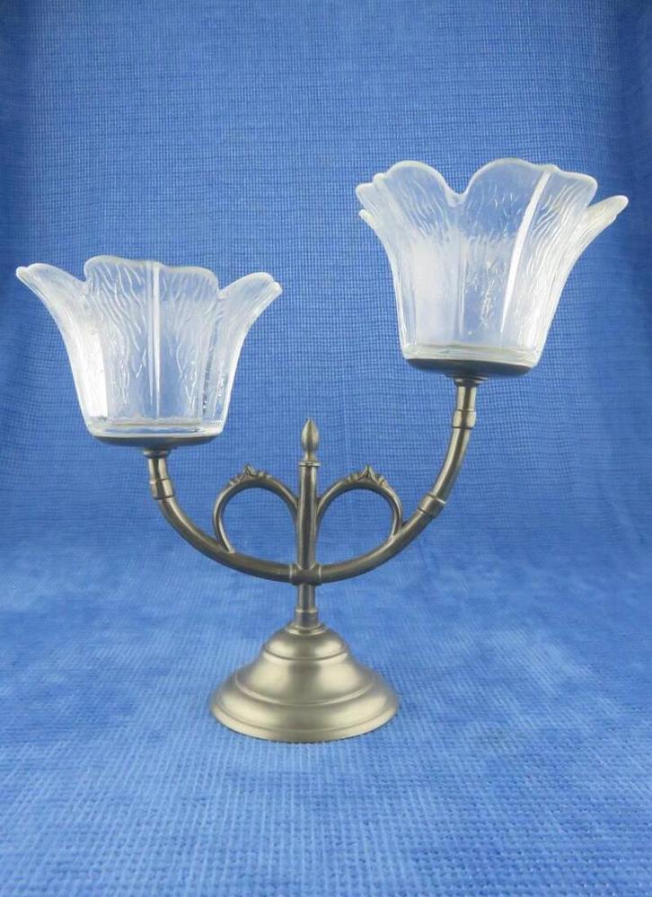 Sfeerlichten  op tinnen voet, Huis en Inrichting, Woonaccessoires | Overige, Gebruikt, Verzenden