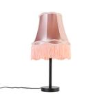 Klassieke tafellamp zwart met granny kap roze 30 cm - Simplo, Huis en Inrichting, Lampen | Tafellampen, Nieuw, Overige materialen