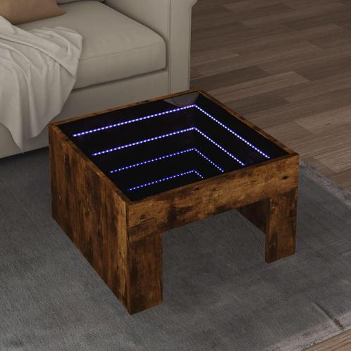 vidaXL Salontafel met Infinity LED 50x50x30 cm gerookt, Huis en Inrichting, Tafels | Salontafels, 50 tot 100 cm, Nieuw, Overige houtsoorten