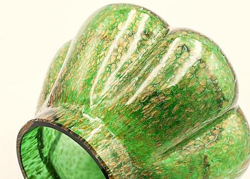 Kralik Art Deco green Glass Vase with Aventurin Style, 1920, Antiek en Kunst, Antiek | Glas en Kristal