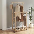 [en.casa] Bamboe kledingrek Ilmajok op wielen 147x70x36 cm h, Verzenden, Nieuw