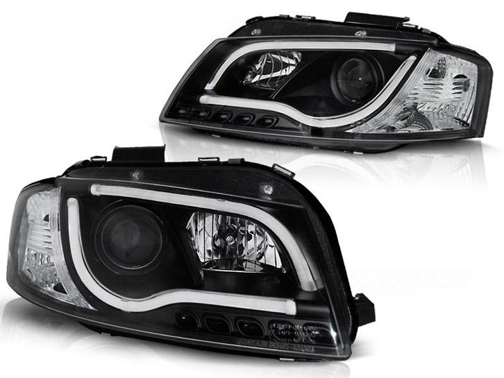 Koplampen Audi A3 8P 03-08 Tube Light LED Zwart, Auto-onderdelen, Overige Auto-onderdelen, Ophalen of Verzenden