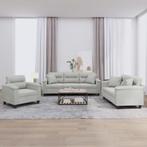 vidaXL 3-delige Loungeset met kussens microvezelstof, Huis en Inrichting, Banken | Bankstellen, Verzenden, Nieuw, Vierpersoons of meer
