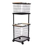 Wasmand met 2 Manden en Wielen – Vloerstaand Metaal, Verzenden, Nieuw