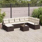 vidaXL Tuin Sofa Set 9 pcs Bruin Poly riet, Tuin en Terras, Verzenden, Nieuw, Rotan