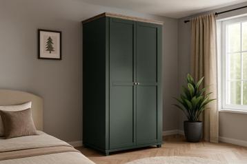 Kledingkast Elvas - Donkergroen - 2-Deurs