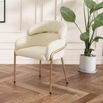 Luxe Fluwelen Eetkamerstoel met Gouden Poten & Rugdetail, Huis en Inrichting, Stoelen, Verzenden, Nieuw