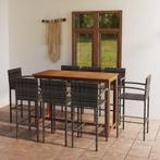 vidaXL 9-delige Tuinbarset grijs, Tuin en Terras, Verzenden, Nieuw, Hardhout, 8 zitplaatsen