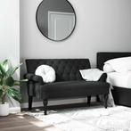 vidaXL Bankje met rugleuning 120x62x75,5 cm stof zwart, Verzenden, Nieuw, Stof