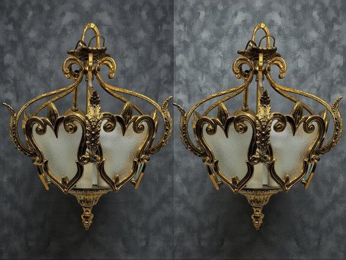 Plafondlamp (2) - Franse vuurtoren - Verguld brons - Tres, Antiek en Kunst, Curiosa en Brocante