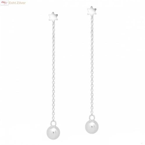 Zilveren mini david ster oorstekers met bal ketting, Sieraden, Tassen en Uiterlijk, Oorbellen, Nieuw, Verzenden