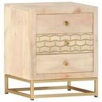 vidaXL Nachtkastje 40x30x50 cm massief mangohout goudkleurig, Minder dan 45 cm, Verzenden, Nieuw, Minder dan 55 cm