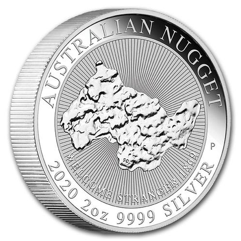 Silver Nugget Welcome stranger 1869 2 oz 2020, Postzegels en Munten, Munten | Oceanië, Losse munt, Zilver, Verzenden