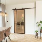 Stalen Schuifdeur 6 Vlaks Brons Brons rook glas Luxe design, Doe-het-zelf en Verbouw, Kozijnen en Schuifpuien, 75 tot 150 cm, Nieuw