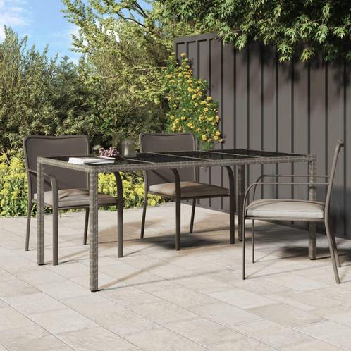 vidaXL Tuintafel 190x90x75 cm gehard glas en poly rattan, Tuin en Terras, Tuintafels, Nieuw, Verzenden