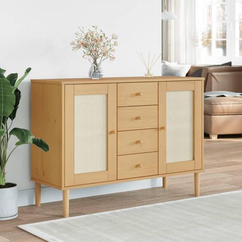 vidaXL Dressoir SENJA rattan-look 112x40x80 cm grenenhout, Huis en Inrichting, Kasten | Dressoirs, 25 tot 50 cm, Nieuw, 100 tot 150 cm