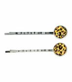 Haarspeld Schuifspeldjes Cirkel Vorm Panter Zilver Geel, Nieuw