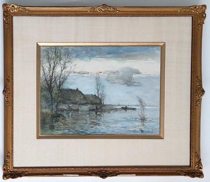 Willem Weissenbruch (1864-1941) - Polderlandschap met bootje, Antiek en Kunst, Kunst | Schilderijen | Klassiek