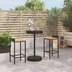 vidaXL 3-delige Tuinbarset poly rattan en massief acaciahout, Tuin en Terras, Verzenden, Nieuw, Rotan, 2 zitplaatsen