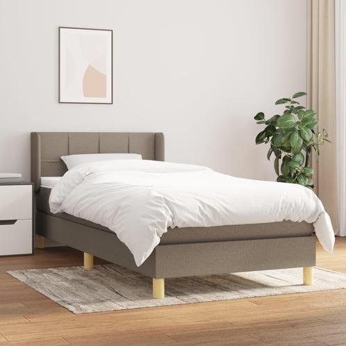 vidaXL Boxspring met matras stof taupe 90x200 cm, Huis en Inrichting, Slaapkamer | Bedden, 90 cm, 200 cm, Eenpersoons, Nieuw, Stof