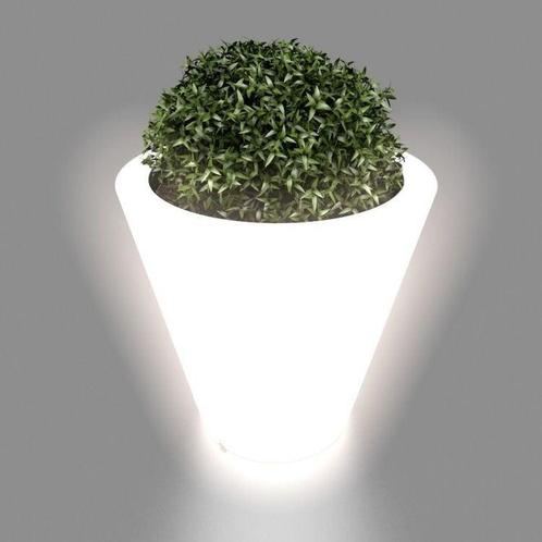 Witte verlichte bloempot - Eenvoudig en stijlvol design, Tuin en Terras, Bloempotten, 40 tot 70 cm, 40 cm of meer, Vierkant, Nieuw