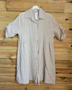 Puur linnen jurk shirt met knopen en een krag, kleur BEIGE,, Nieuw