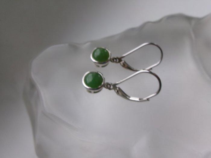 Zilver, Jade/Nefriet - Oorbellen - Art Deco-stijl, Antiek en Kunst, Kunst | Designobjecten
