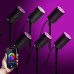 6x LED Pin Tuinspot Zwart met Color LED Tuinverlichting, Verzenden, Spots, 50 tot 250 watt, Nieuw