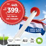 Aanbieding aluminium vlaggenmast 7 meter Ø70mm met, Nieuw