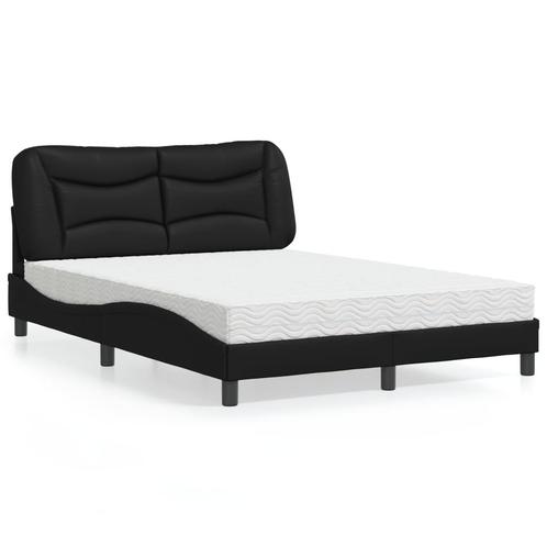vidaXL Bed met matras kunstleer zwart 120x200 cm, Huis en Inrichting, Slaapkamer | Bedden, 120 cm, 200 cm, Zwart, Twijfelaar, Nieuw