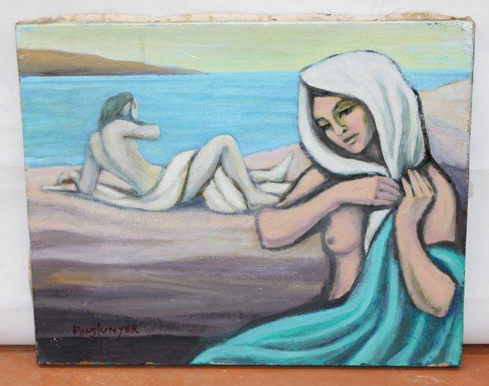 Narcís Pons Junyer (1922-2016) - Playa, Antiek en Kunst, Kunst | Schilderijen | Klassiek