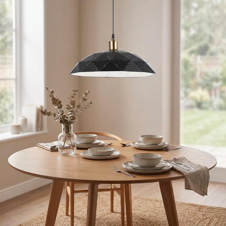 Hanglamp | Dalia | Zwart | 1-lichts | E27 Fitting, Huis en Inrichting, Lampen | Hanglampen, 75 cm of meer, Nieuw, Metaal, Ophalen of Verzenden