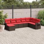 vidaXL 8-delige tuinbankset met kussens, bruin polyrotan, Verzenden, Nieuw, Rotan