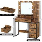 Kaptafel - met spiegel en licht - 92x40x143,5 cm - indust..., Huis en Inrichting, Tafels | Kaptafels, Ophalen of Verzenden, Nieuw