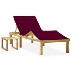 vidaXL Ligbed met tafeltje en kussen geïmpregneerd, Verzenden, Nieuw