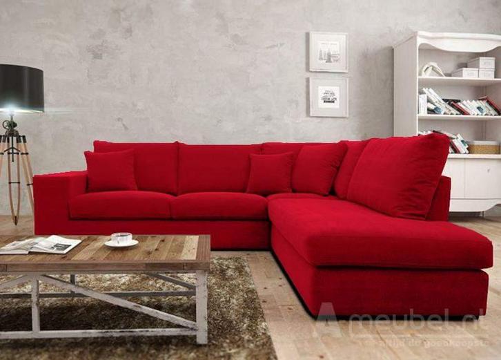 Hoekbank Gouda - hoekbanken - Rood, Huis en Inrichting, Banken | Sofa's en Chaises Longues, 150 cm of meer, Nieuw, 250 tot 300 cm