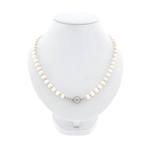 Parel collier met witgouden slot | 52 cm (vintage, sierslot), Sieraden, Tassen en Uiterlijk, Kettingen, Overige kleuren, Gebruikt