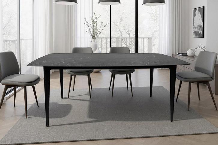 Moderne eettafel MILANO 160 cm antraciet keramiek zwarte, Huis en Inrichting, Tafels | Eettafels, Ophalen of Verzenden