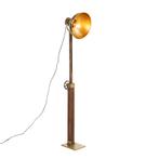 Industriele vloerlamp brons met mango hout - Mangoes, Nieuw, Overige materialen, Industrieel, 100 tot 150 cm