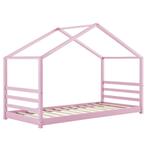 Kinderbed huisbed met bedbodem 90x200 cm roze, Nieuw, Verzenden