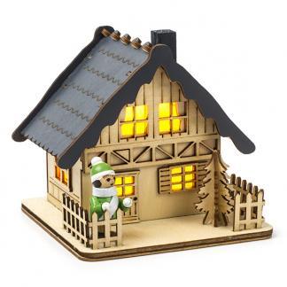 Houten kersthuisje | 12 x 11 x 12 cm | Konstsmide, Diversen, Kerst, Nieuw, Verzenden