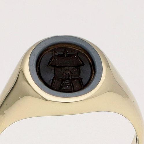 Ring - 14 karaat Geel goud - Zegel - Lagensteen, Sieraden, Tassen en Uiterlijk, Ringen