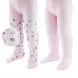 Babypantys - 2-pack - Roze met zilveren bloemetjes en Effen, Kinderen en Baby's, Babykleding | Schoentjes en Sokjes, Meisje, Nieuw