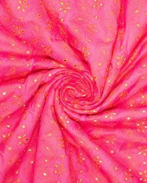 Broderie Katoen Opengewerkte Bloemen Roze, Hobby en Vrije tijd, Stoffen en Lappen, Roze, Nieuw