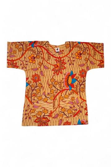 Beige & Oranje Botanical Flow Dashiki Shirt / Dashiki Jurk - beschikbaar voor biedingen